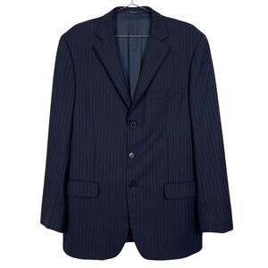 Ermenegildo Zegna Pinstripe Blazer Jacket Navy Blue 44L Wool Career Office